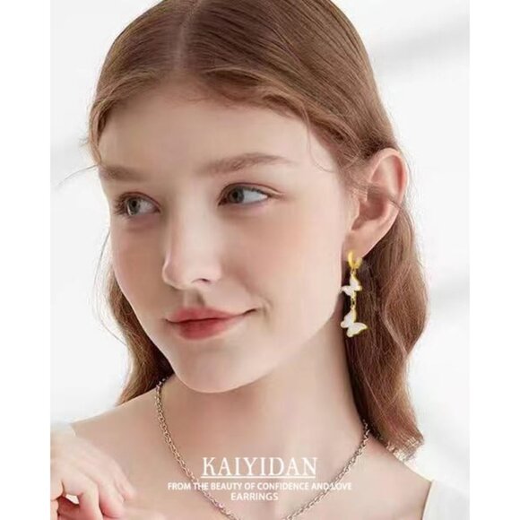 Butterfly Gold Statement Vintage Cute Long Summer Earring for Women Jewelry - Picture 9 of 9